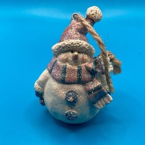 Chubby Snowman Ornament - White Resin